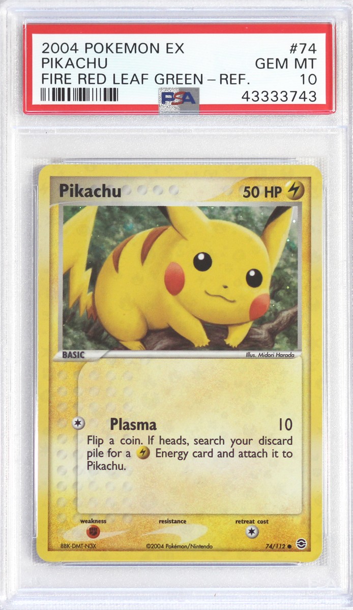 2004 Pokemon Ex Fire Red Leaf Green 74 Pikachu Refractor Psa 10 Card
