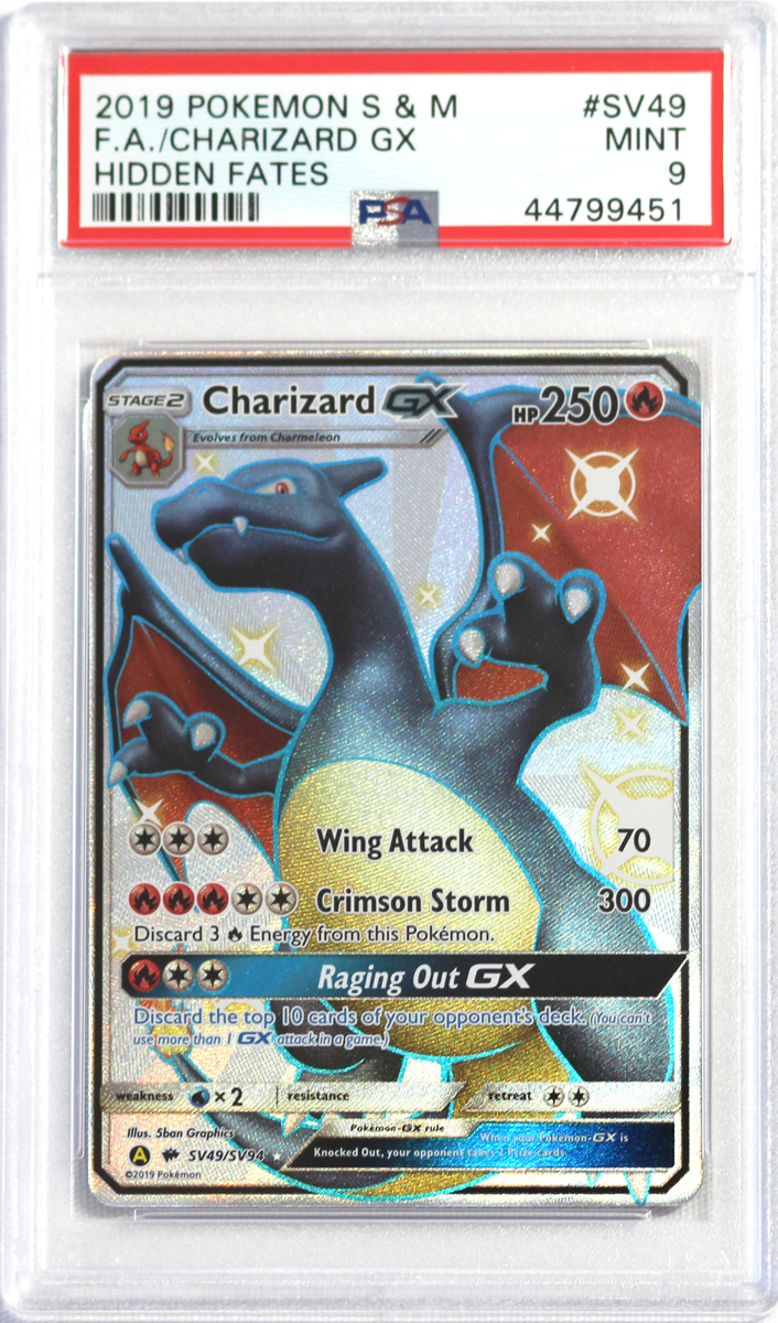 2019 Pokemon Sun Moon Hidden Fates Sv49 F A Charizard Gx Psa