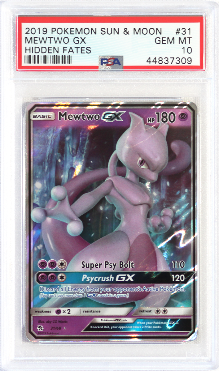 2019 Pokemon Sun Moon Hidden Fates 31 Mewtwo Gx Psa 10 Card