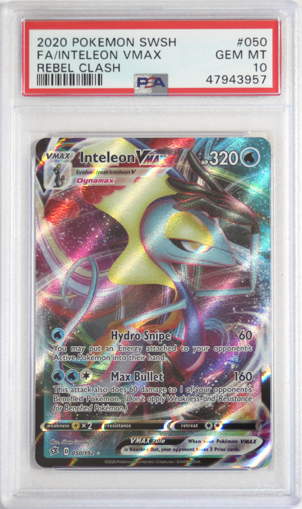 2020 POKEMON SWORD & SHIELD REBEL CLASH- 50- F.A INTELEON VMAX- PSA 10 ...