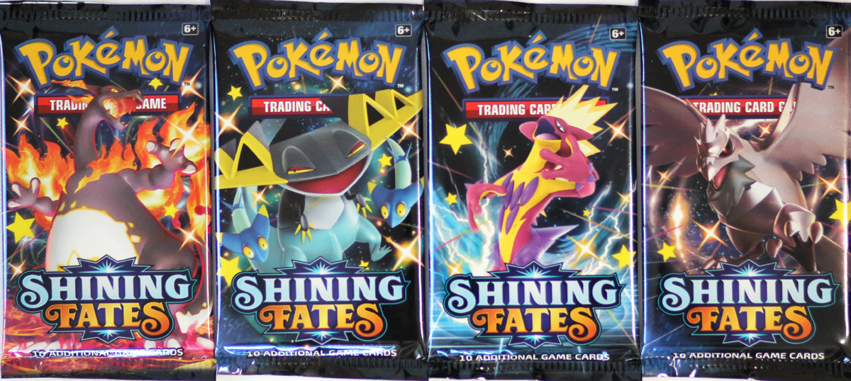 4 x Shining Fates Pokemon Sealed Booster Pack Art Set - Unweighed Packs